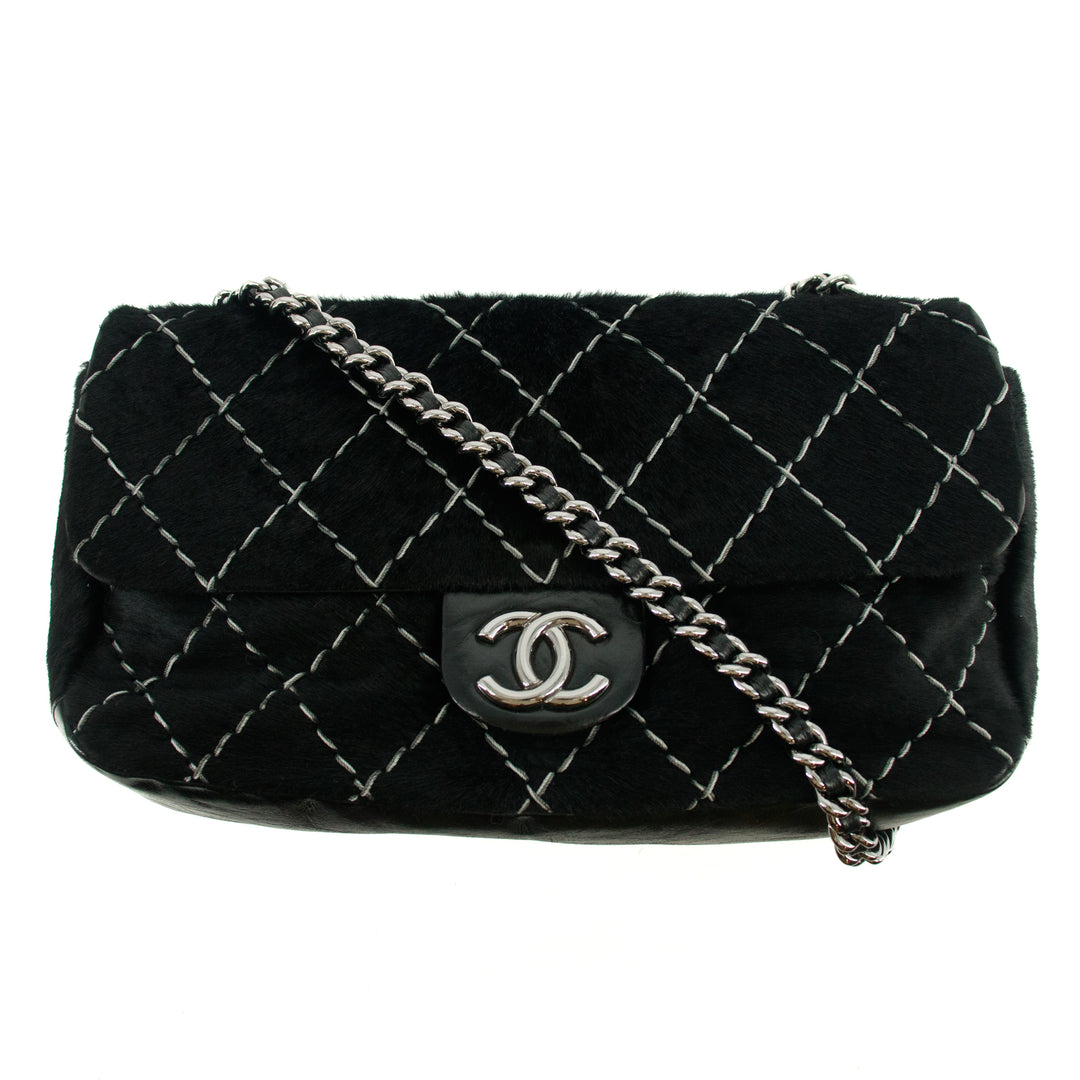 Chanel Wild Stitch Harako Flap Shoulder Bag 13 Series Black  #2686