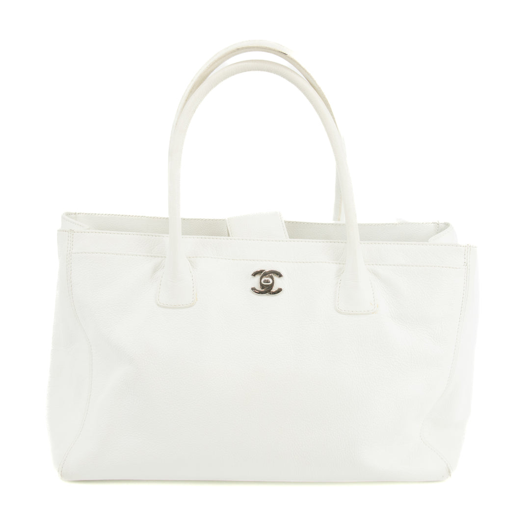 Chanel Caviar Skin White Executive 2-Way Tote Bag -#2698