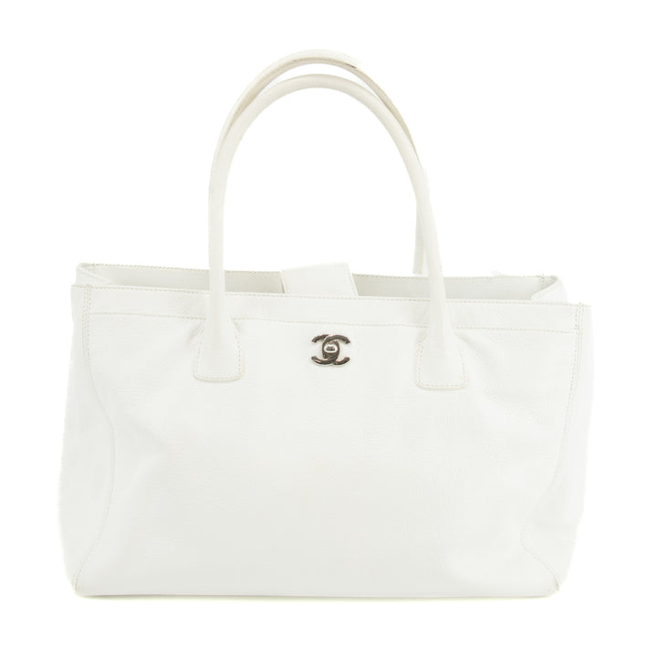 Chanel Caviar Skin White Executive 2-Way Tote Bag -#2698