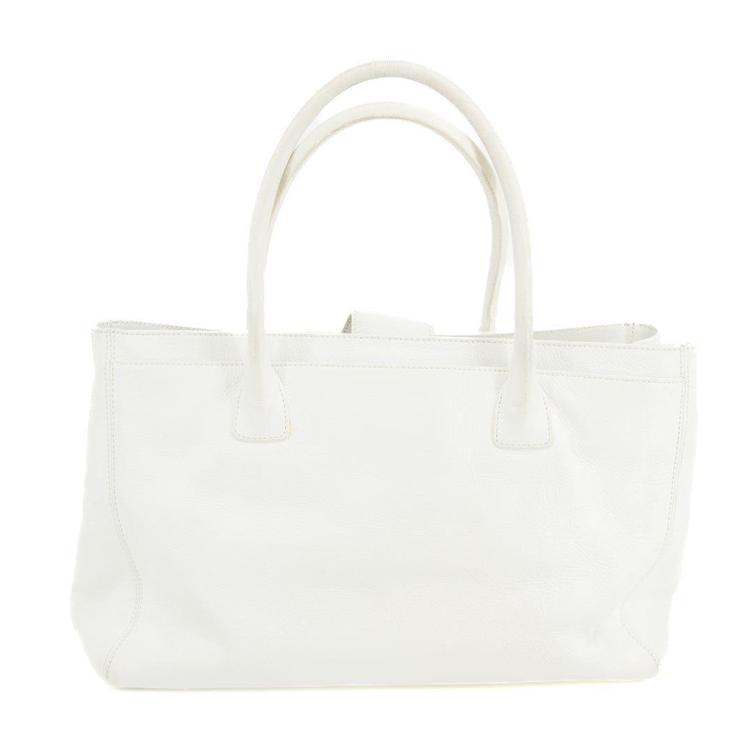 Chanel Caviar Skin White Executive 2-Way Tote Bag -#2698