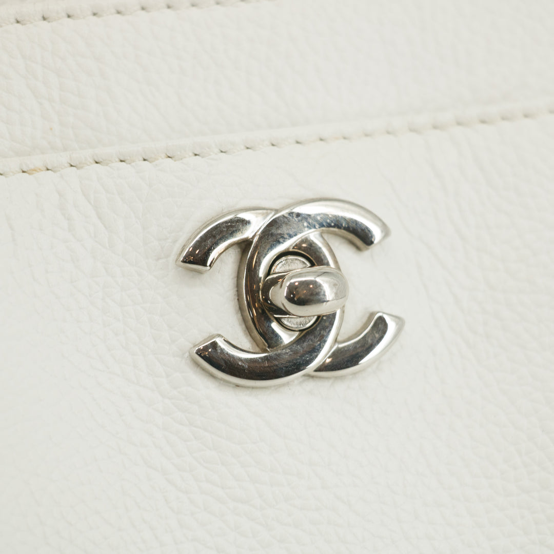 Chanel Caviar Skin White Executive 2-Way Tote Bag -#2698