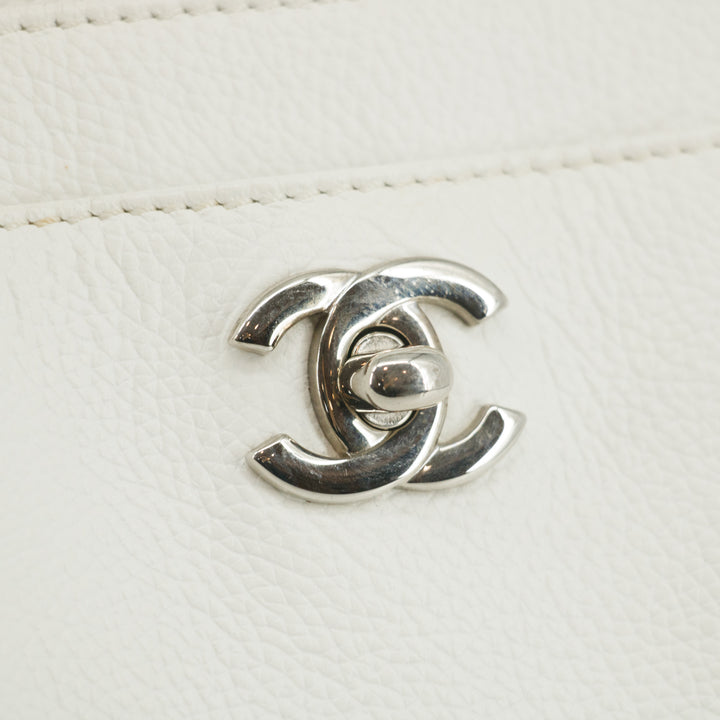 Chanel Caviar Skin White Executive 2-Way Tote Bag -#2698