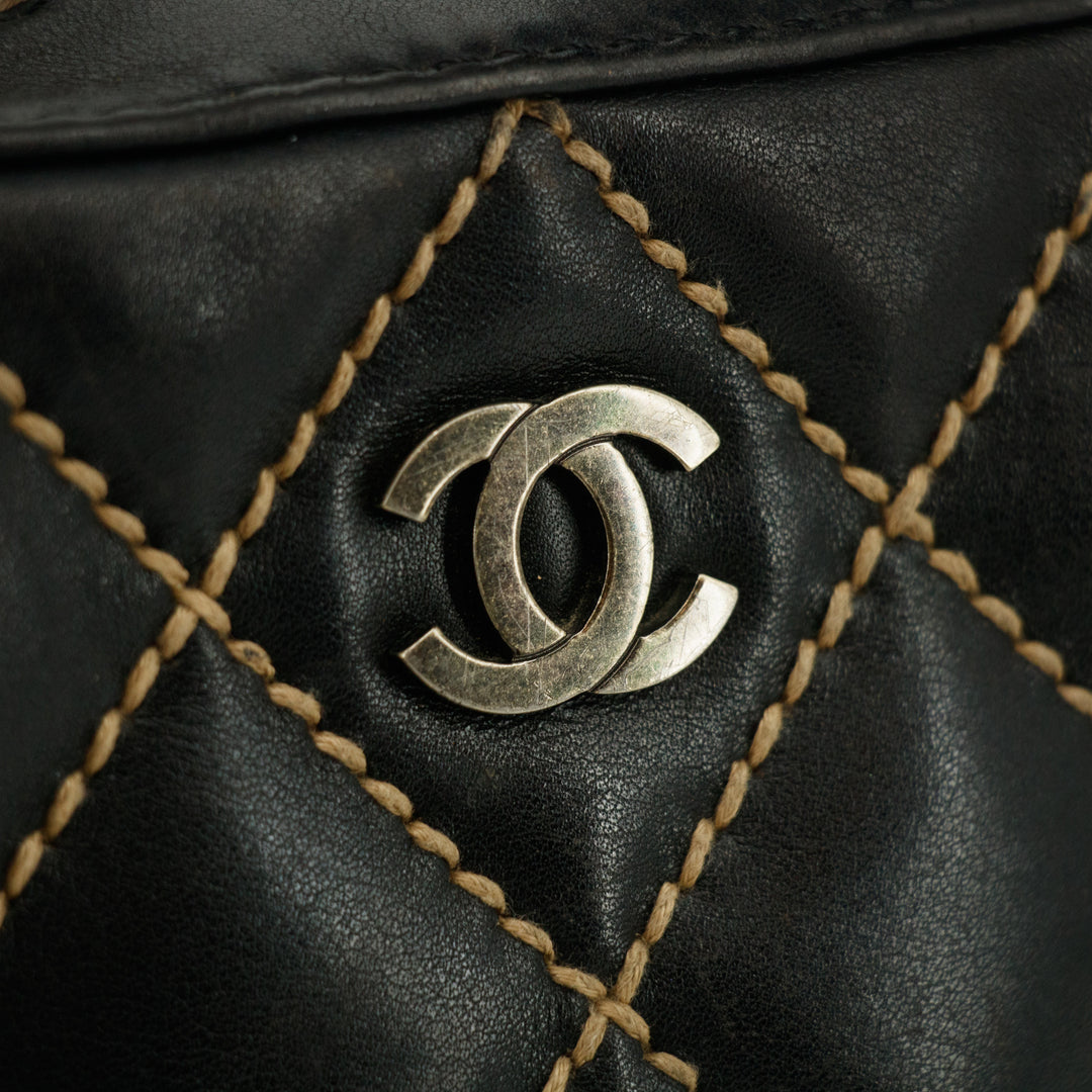 Chanel Wild Stitch Black Lamb Skin Hand Bag 3 Series #2702