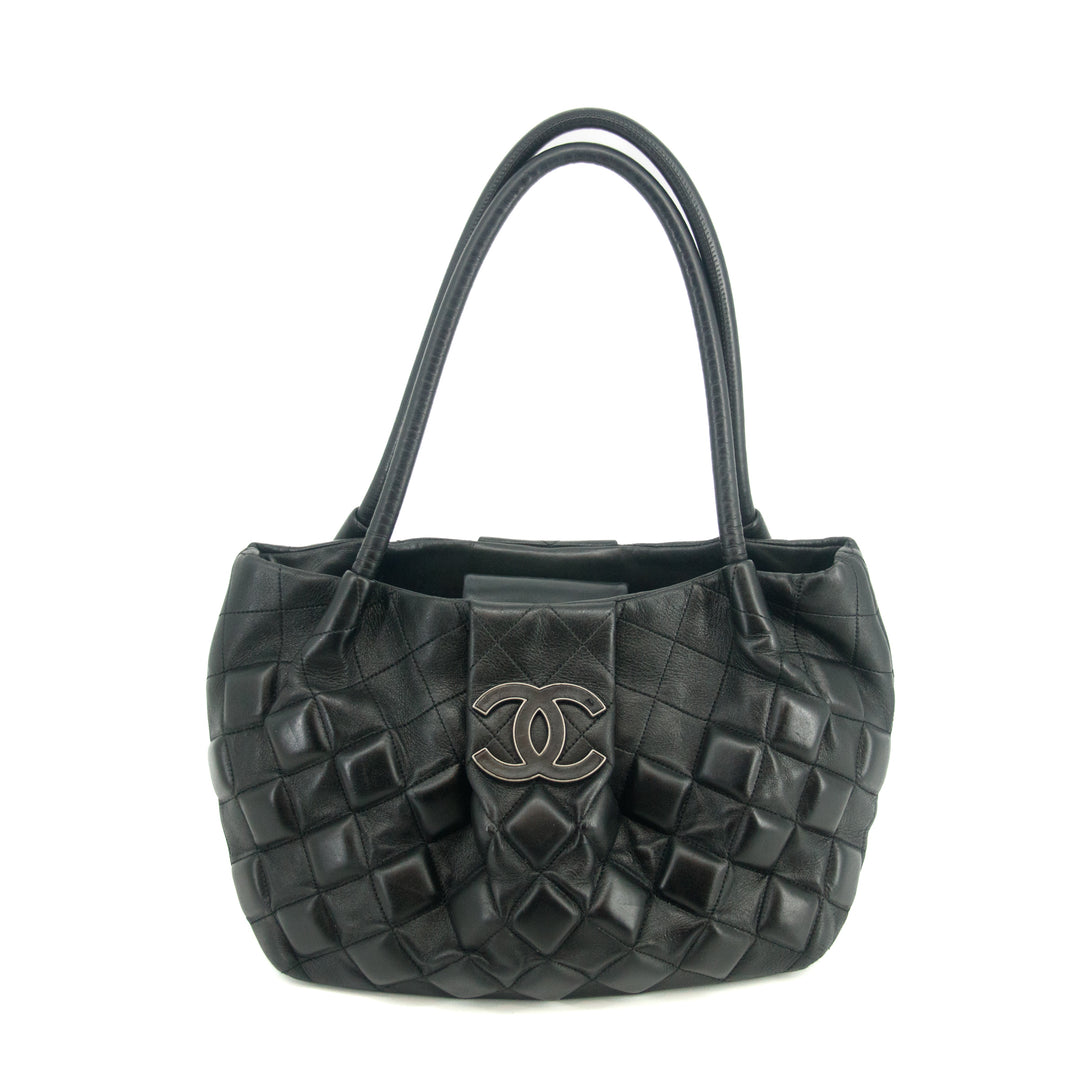 Chanel Black Calfskin Sloane Square Tote 3D Quilted Tote Bag  #2707