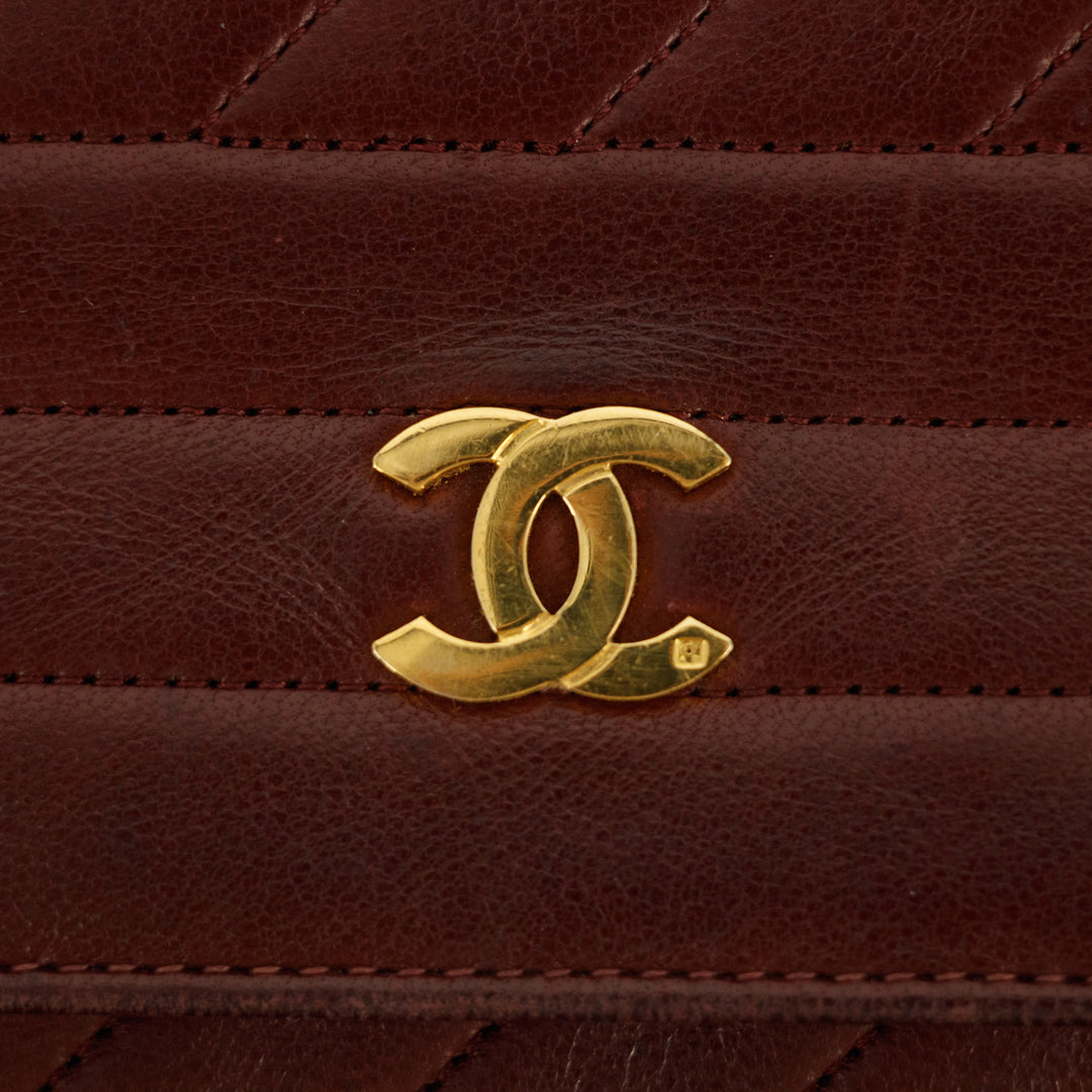 Chanel CC Lambskin Single Flap Burgundy Shoulder Bag #2709