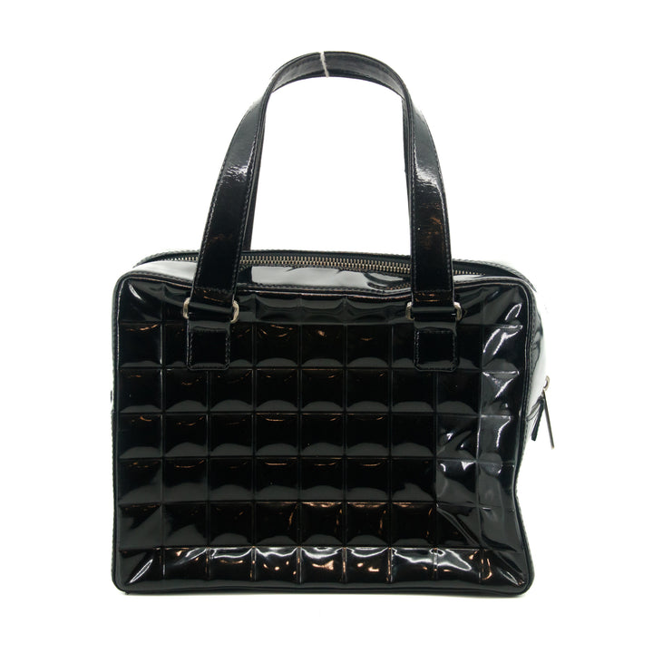 Chanel Chocolate Bar Black Patent Bowling Bag  #2710