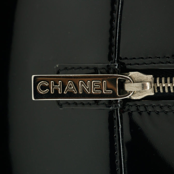 Chanel Chocolate Bar Black Patent Bowling Bag  #2710