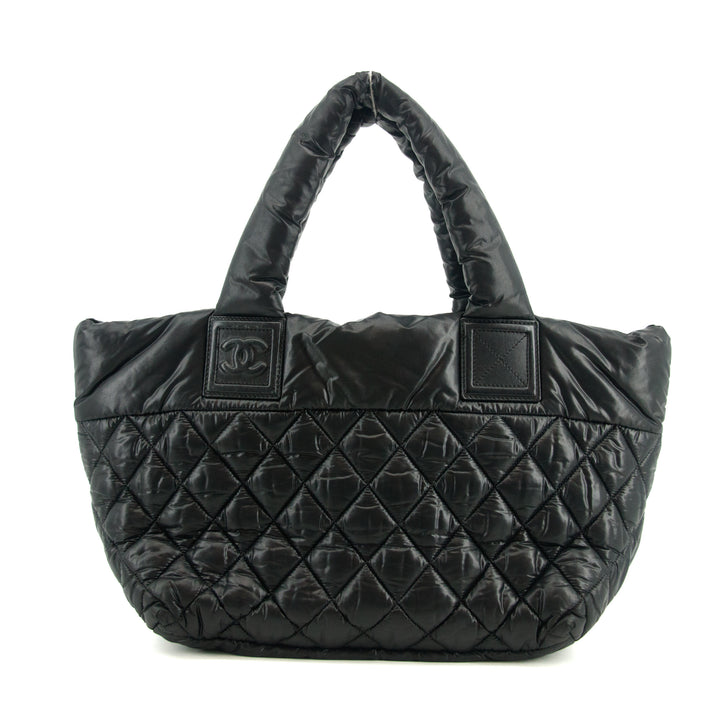 Chanel Coco Cocoon PM Nylon Hand bag Black Silver Metal Fittings #2720