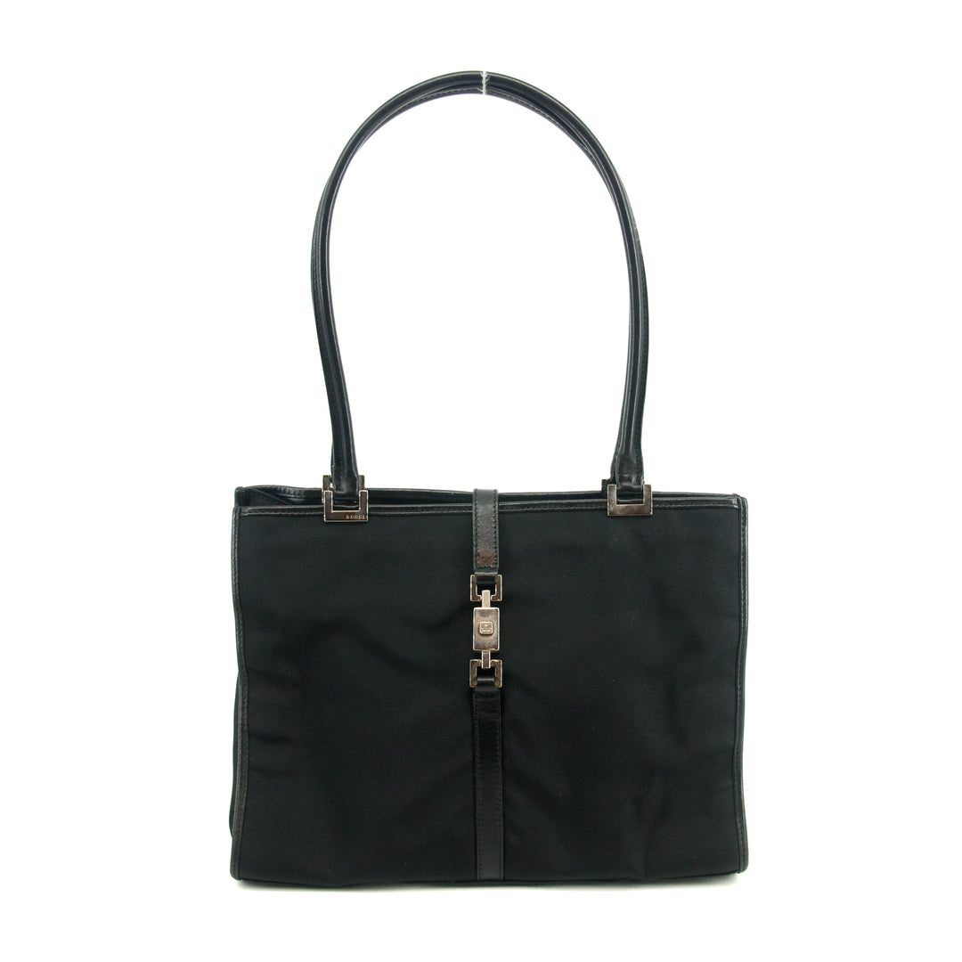 Gucci Jackie Bardot Tote Bag Piston Lock Black #2792