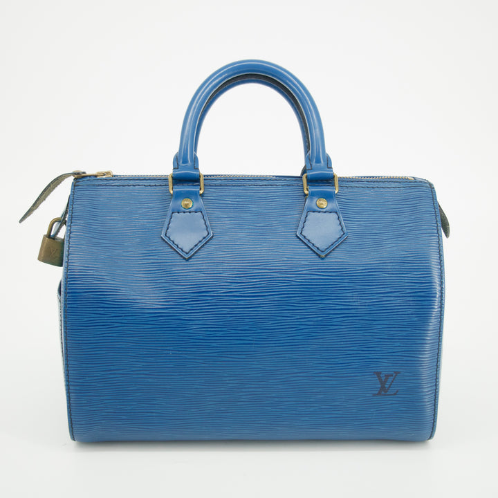 Louis Vuitton Epi Leather Speedy 25 Blue Handbag #2840