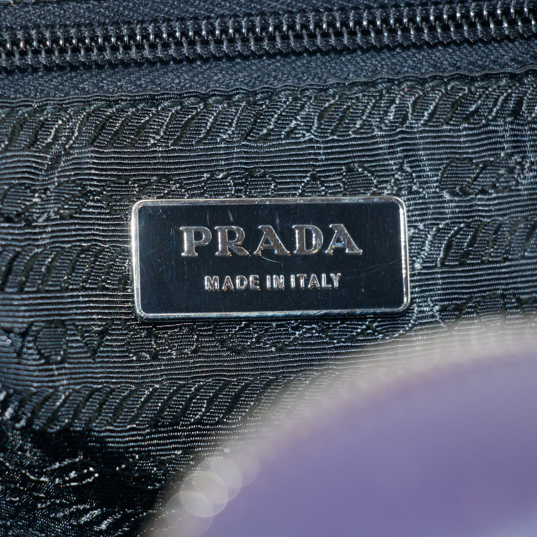 Prada Vitello Drive Perforated Bowling Bag Purple #2848