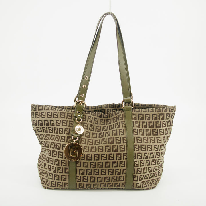 Fendi Khaki Zucchino Canvas FF Shoulder Bag #2855