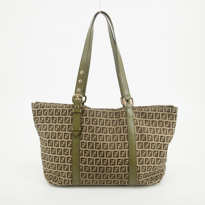 Fendi Khaki Zucchino Canvas FF Shoulder Bag #2855