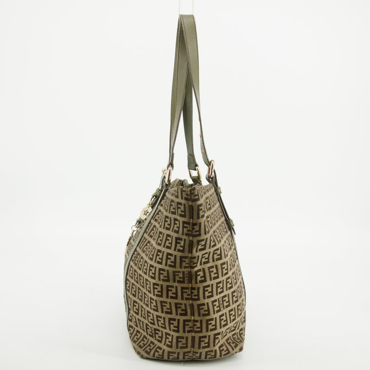 Fendi Khaki Zucchino Canvas FF Shoulder Bag #2855