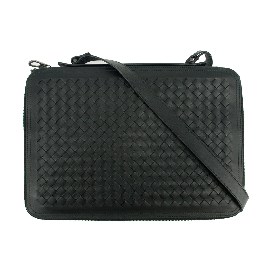 Bottega Veneta Intrecciato Black Zip Around Breifcase Bag #2866