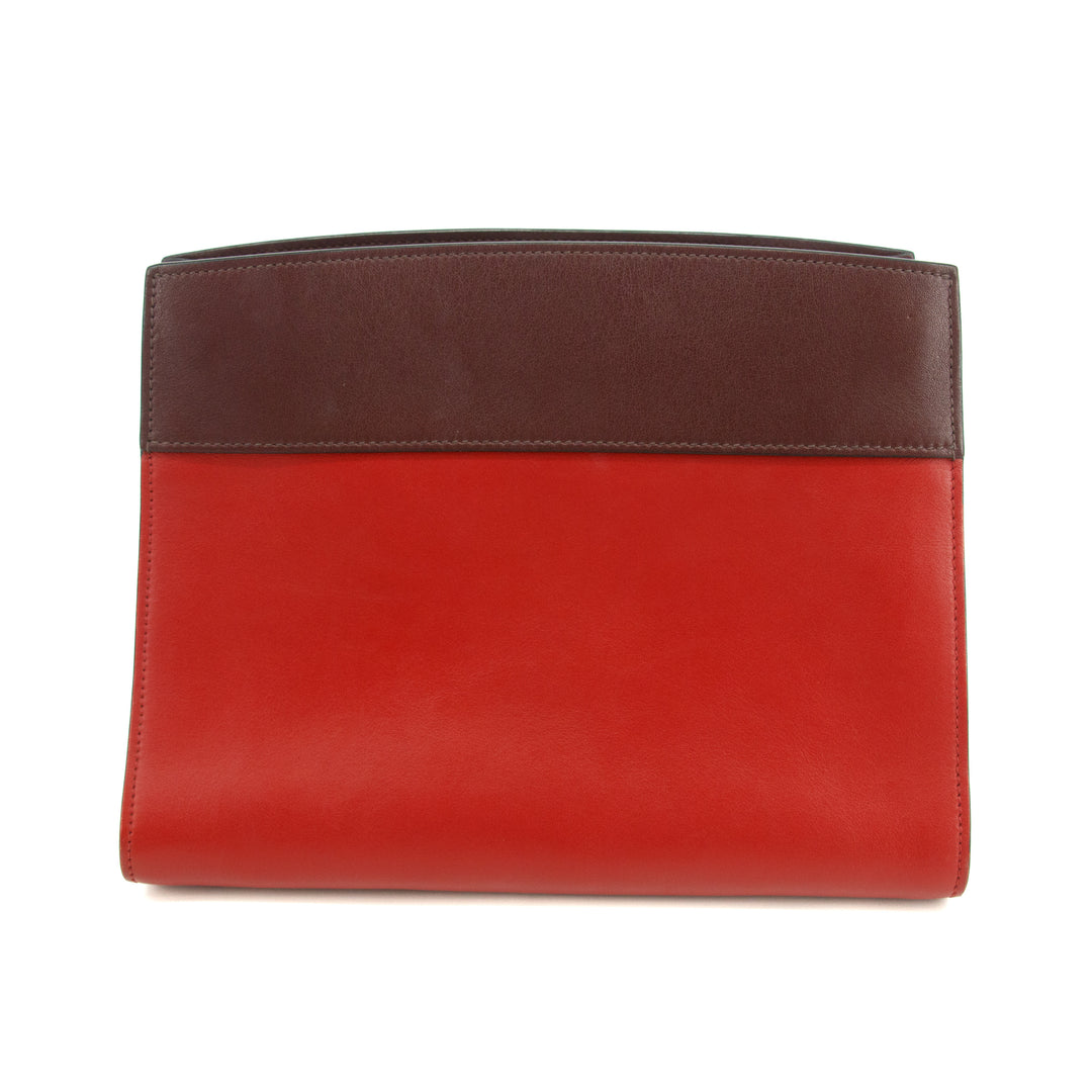 Prada Calfskin Bicolor Red x Burgundy Shoulder Bag #2936