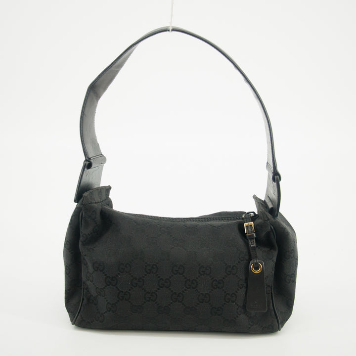 Gucci Black GG Canvas x Leather Shoulder Bag #2942