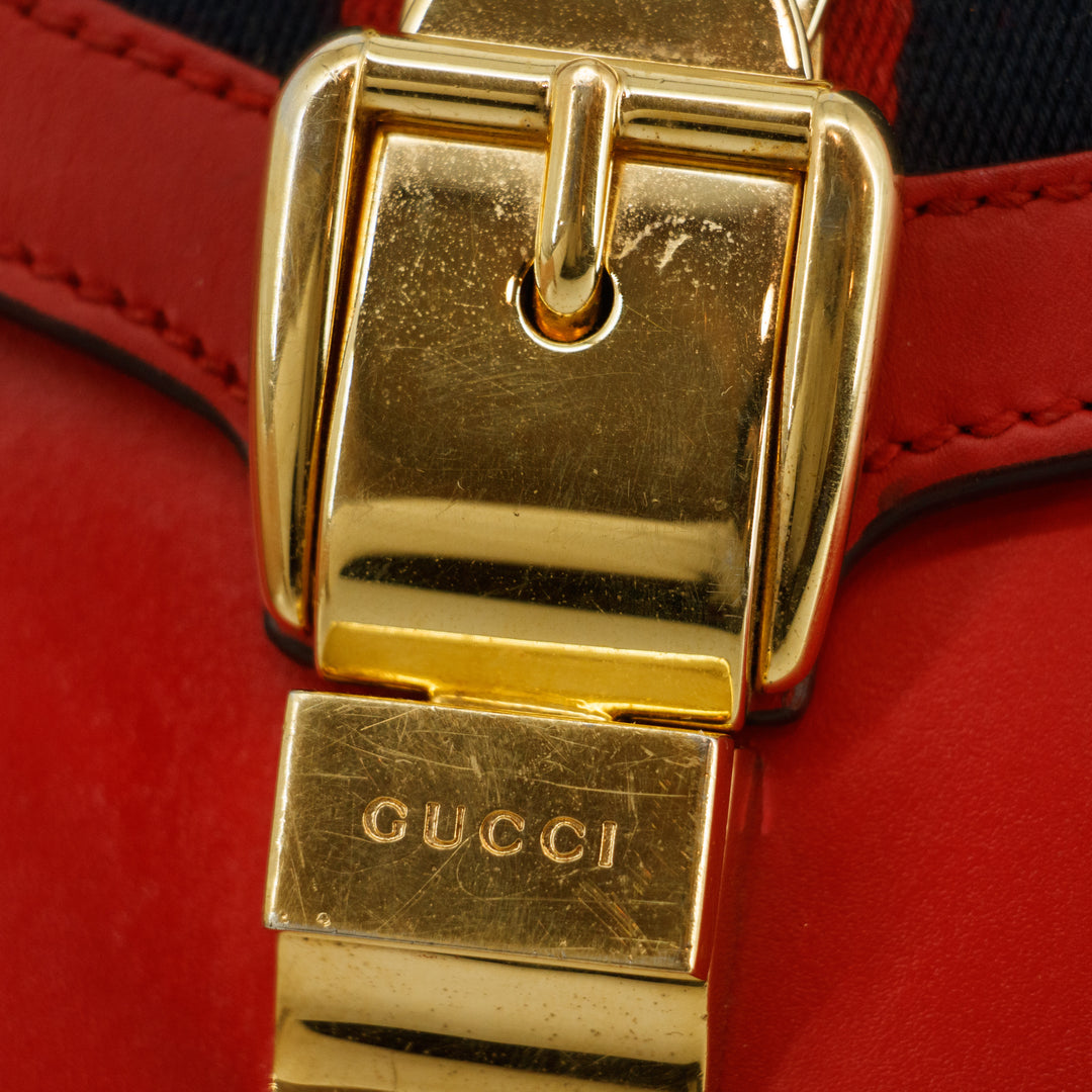 Gucci Red Sylvie Sherry Line Leather Shoulder Bag #2943