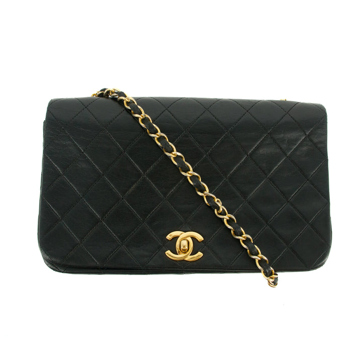 Chanel Matelasse Lambskin Black Single Flap Shoulder Bag #2958