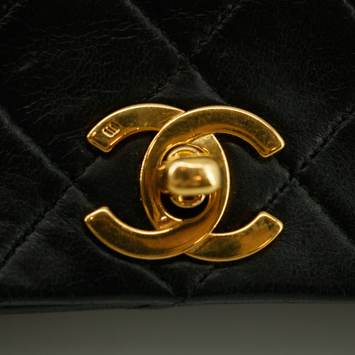 Chanel Matelasse Lambskin Black Single Flap Shoulder Bag #2958