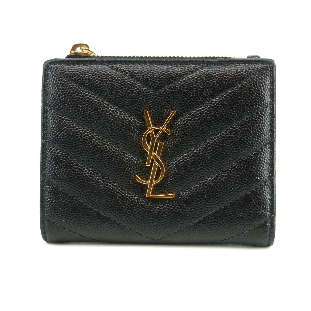 YSL Saint Laurent  Black Cassandre Matelasse Bifold Wallet #2965