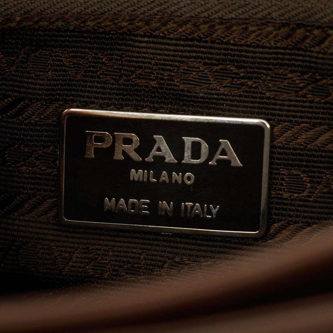 Prada Milano Brown Leather Tortoise Strap Shoulder Bag  #3002