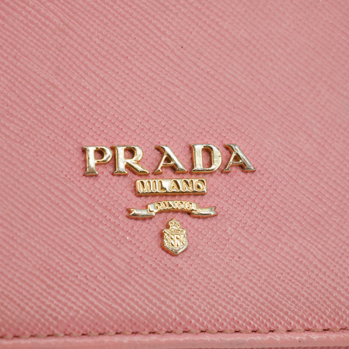 Prada Pink Saffiano Leather Compact Wallet #3010