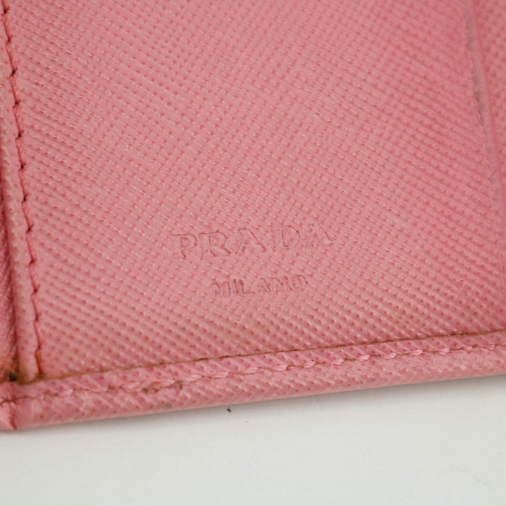 Prada Pink Saffiano Leather Compact Wallet #3010