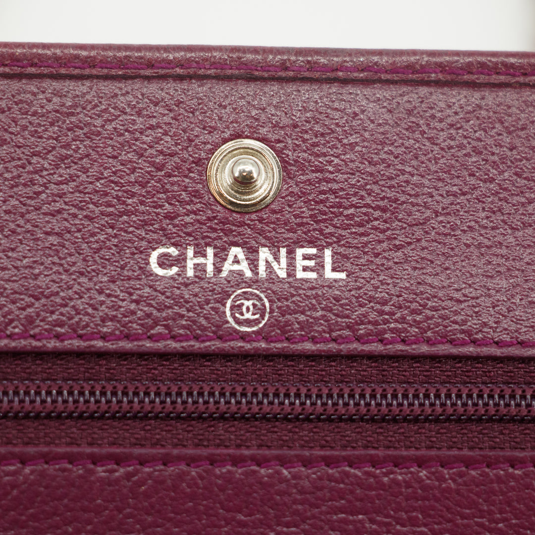 Chanel CC Magenta Leather Wallet on Chain #3015