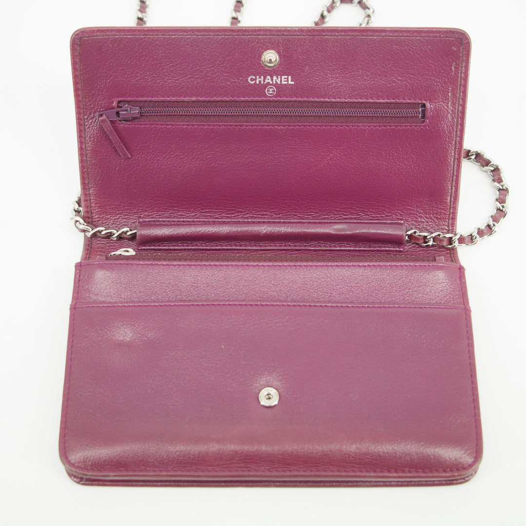 Chanel CC Magenta Leather Wallet on Chain #3015