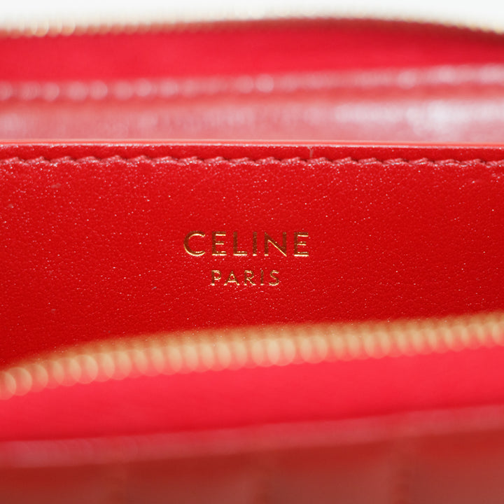 Celine Paris Red Checkered Quilt Compact Wallet #3036