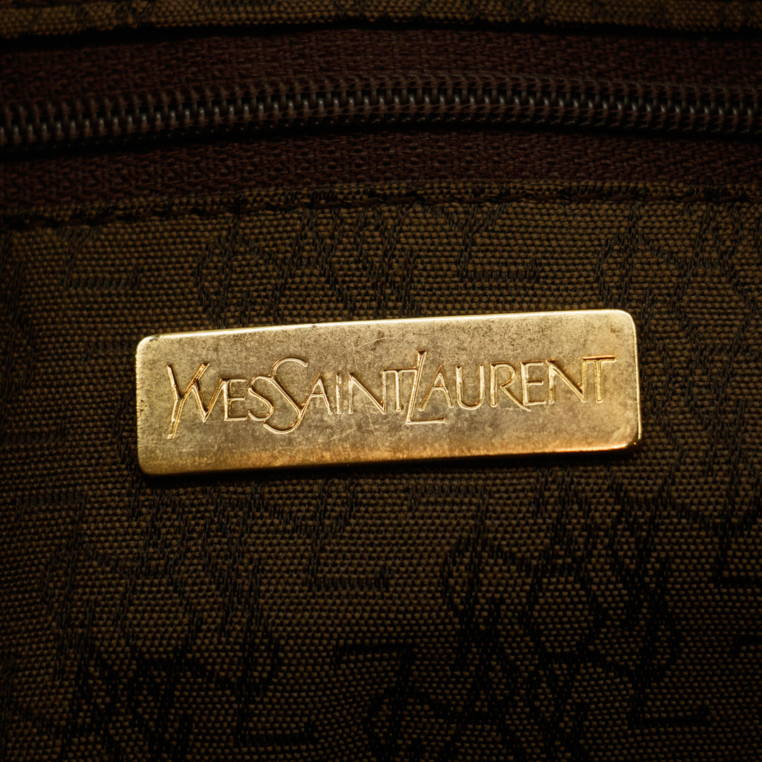 Saint Laurent YSL Brown Leather Logo Shoulder Bag Gold Hardware #3041