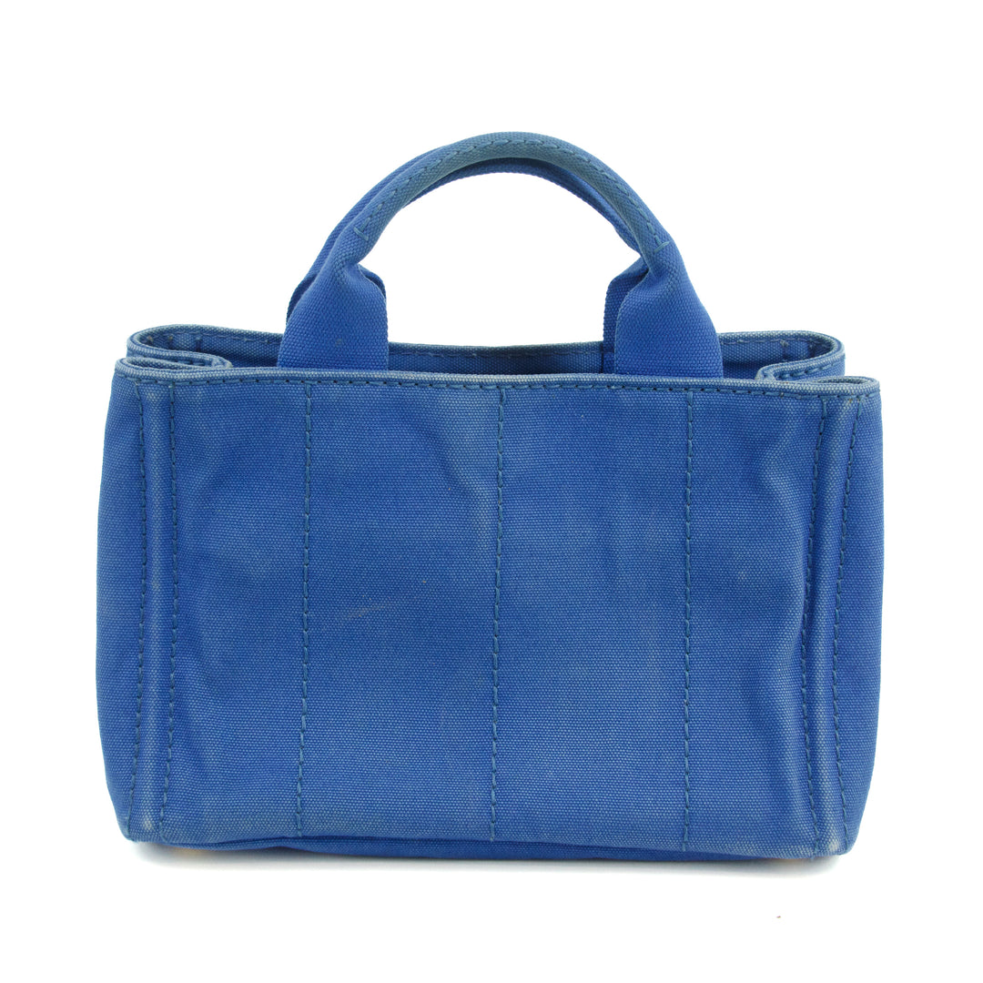 Prada Canvas Canapa Logo Tote Blue Small #3052