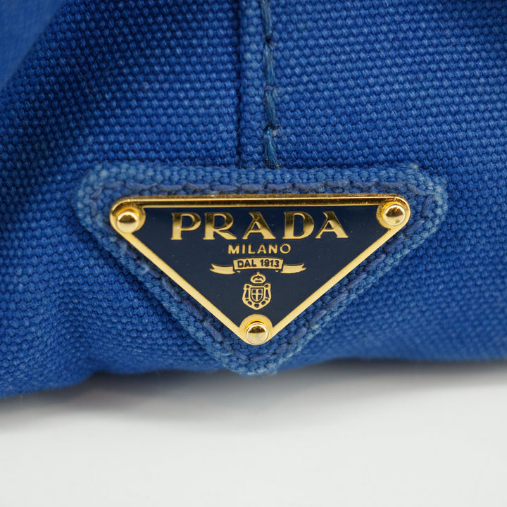 Prada Canvas Canapa Logo Tote Blue Small #3052