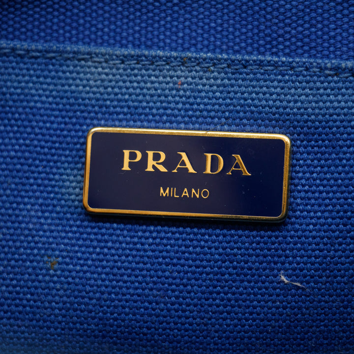 Prada Canvas Canapa Logo Tote Blue Small #3052