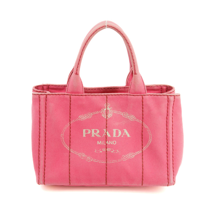 Prada 2Way Canvas Canapa Logo Tote Pink Small #3053