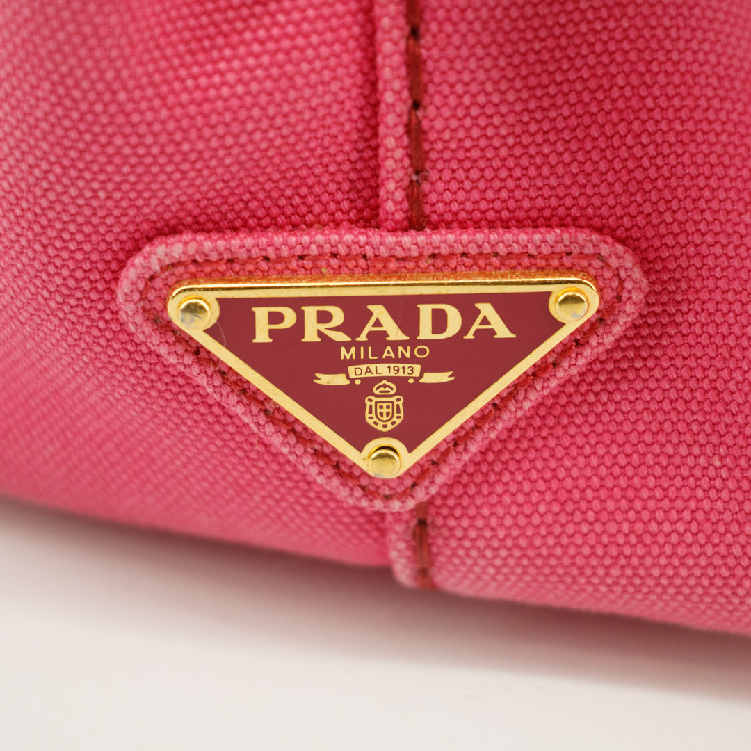 Prada 2Way Canvas Canapa Logo Tote Pink Small #3053