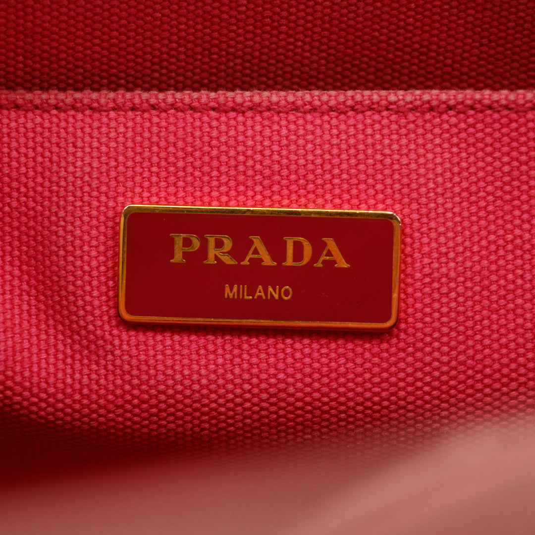 Prada 2Way Canvas Canapa Logo Tote Pink Small #3053