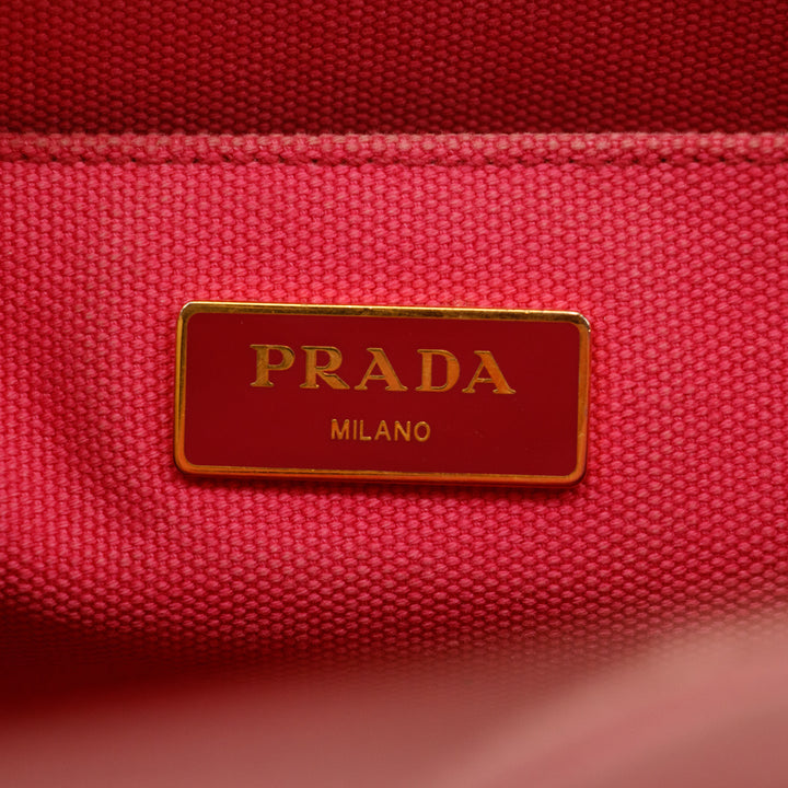 Prada 2Way Canvas Canapa Logo Tote Pink Small #3053