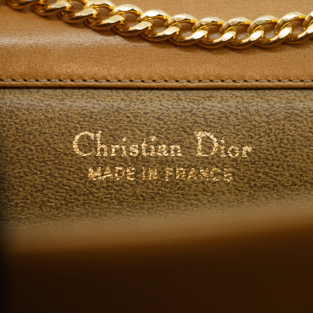 Christian Dior Beige Leather Chain Shoulder Bag Gold Hardware #3058