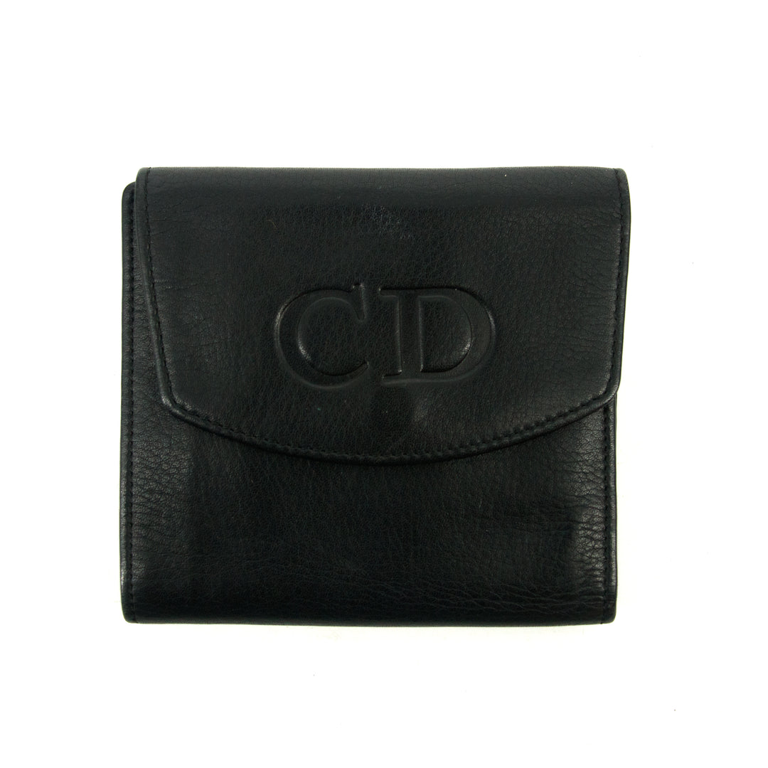 Christian Dior Black Leather Compact Wallet  #3081