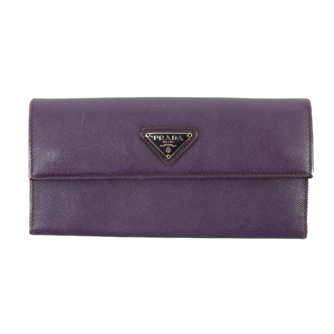 Prada Saffiano Leather Purple Long Wallet  #3802