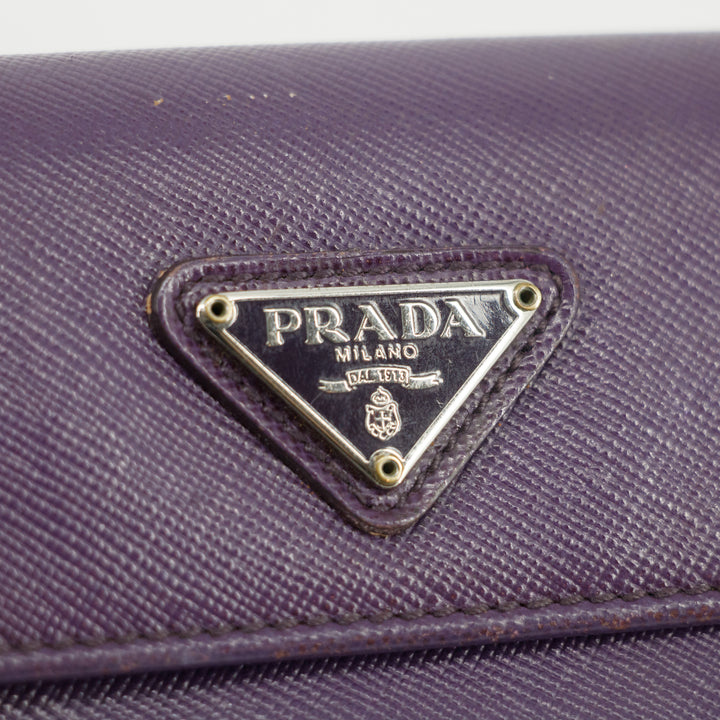 Prada Saffiano Leather Purple Long Wallet  #3802