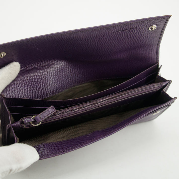 Prada Saffiano Leather Purple Long Wallet  #3802