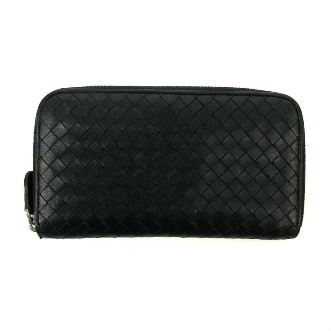 Bottega Veneta Intrecciato Black Zip Around Wallet -SKU #3086