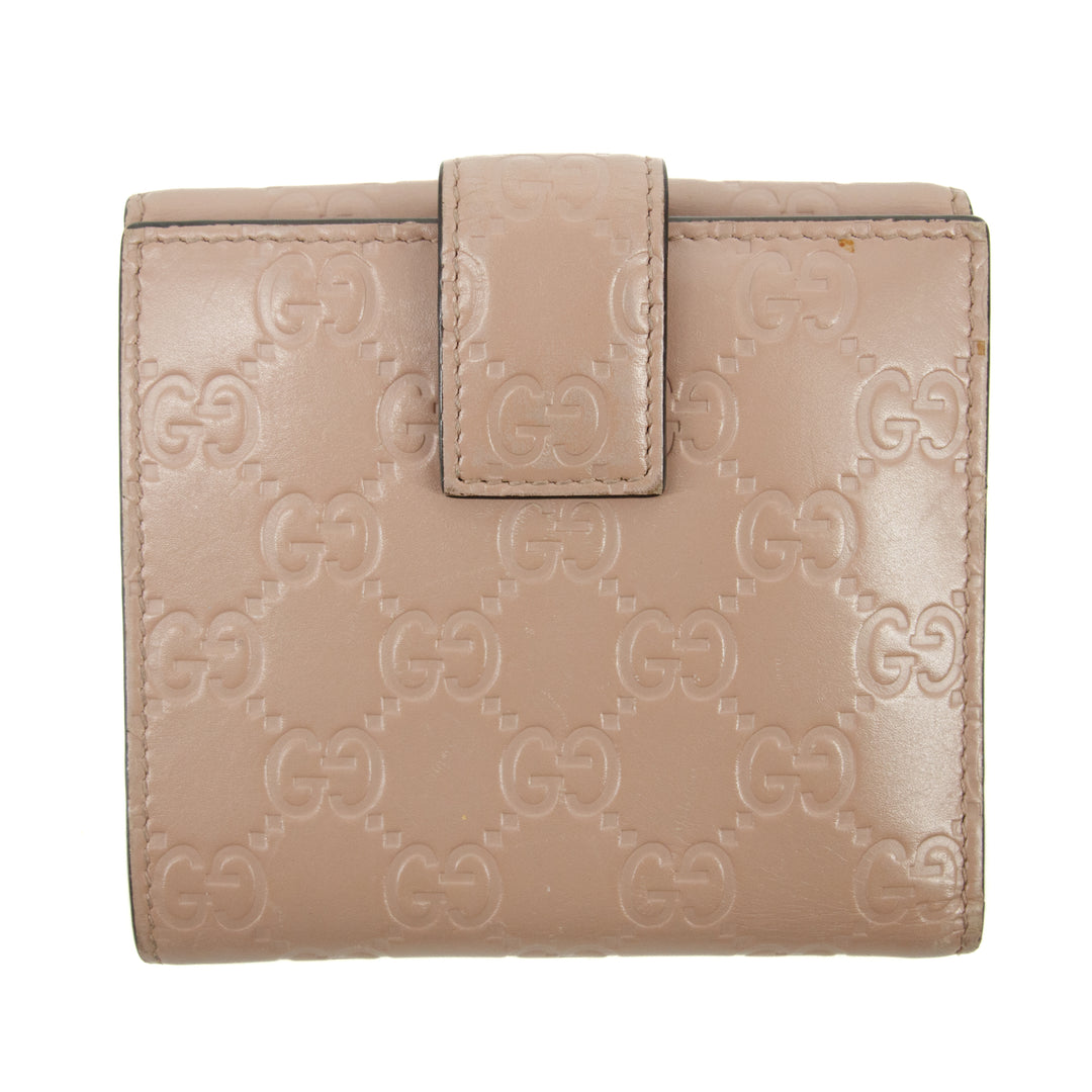 Gucci Pink Guccissima Leather Compact Bow Wallet #3087