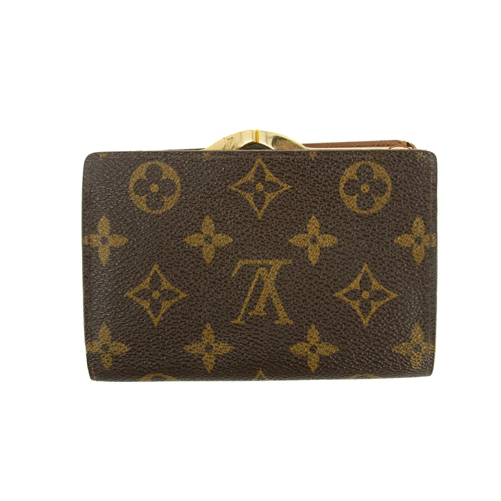 Louis Vuitton Monogram Canvas Kisslock Wallet Brown #3092