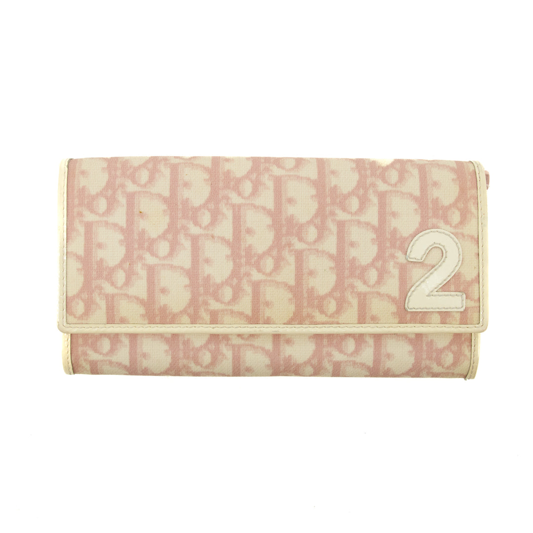 Christian Dior Monogram Girly Flap Trotter Wallet Pink #3096