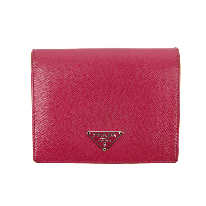 Prada Hot Pink Saffiano Lux Trifold Wallet #3100