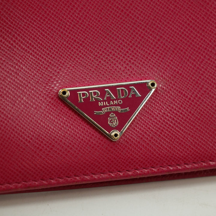 Prada Hot Pink Saffiano Lux Trifold Wallet #3100